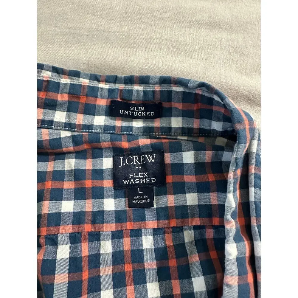 J.Crew Slim Untucked Flex Plaid Long Sleeve sz Large